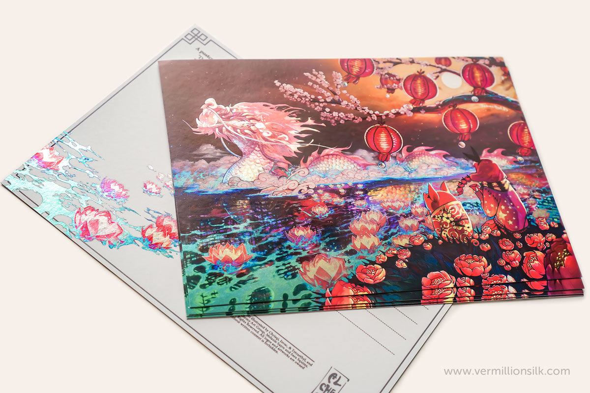 5x7 CMYK Foil Postcards – Vermillion Silk