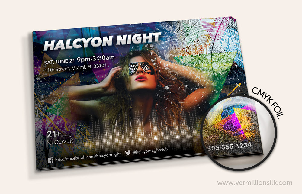 5x7 CMYK Foil Postcards – Vermillion Silk